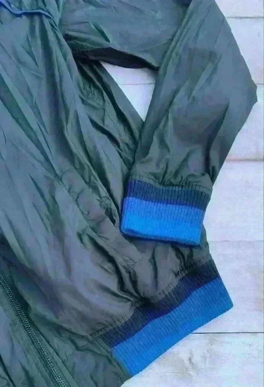 TUCKER+TATE Boys sz 18/20 green blue trim zip jacket Windbreaker jacket XXL